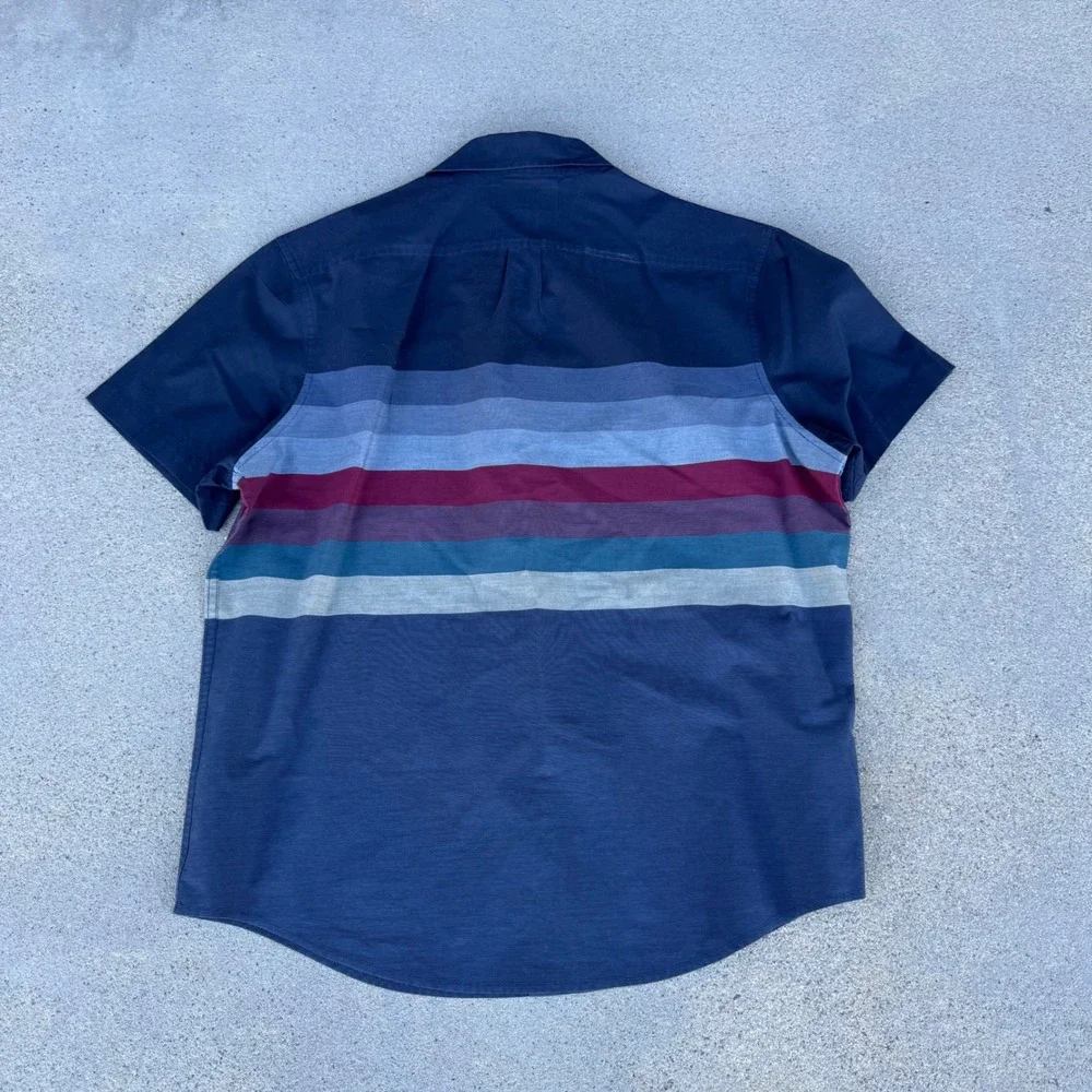 Original Penguin Men Slim Fit Striped Short Sleeve Button Up Shirt XL - Picture 7 of 8